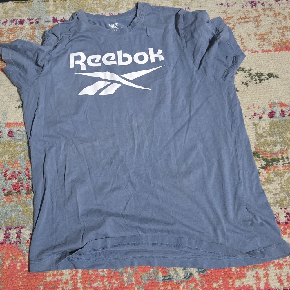 Reebok Slate Blue Logo Tee with White Print